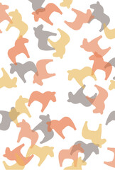 重なりあう馬型の切り絵の背景イラスト　オレンジ Adobe Illustrator Artwork