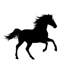 Obraz premium Running black horse silhouette vector illustration, flat design graphic art