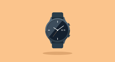 Isolated vector illustration of a modern smart watch on plain background.