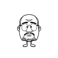 Obraz premium Cartoon bald man with beard and glasses looking concerned vector illustration