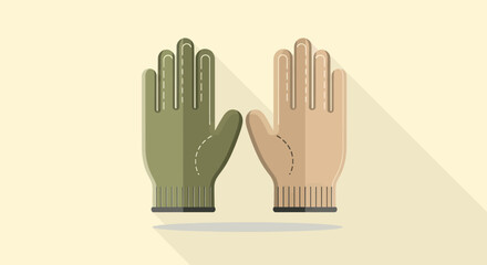 A pair of flat design gloves for hand protection
