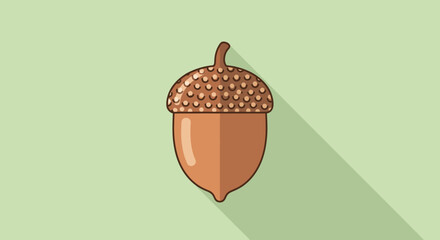 Flat design acorn with long shadow on green background © Tukang