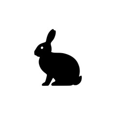Obraz premium Black rabbit silhouette sitting profile vector illustration