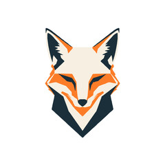 Obraz premium Geometric fox head in orange, white and black, vector illustration