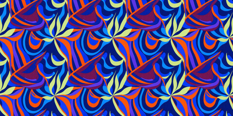 Obraz premium Splendid seamless pattern, exotic flowers, vibrant hues, great for fashion, art, and web design