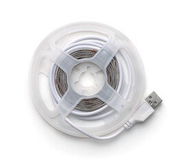 Top view of LED strip on plastic reel