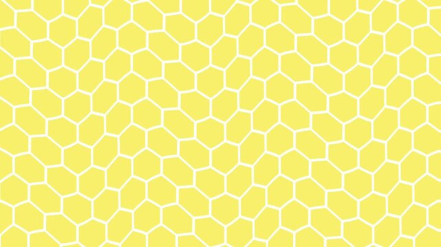 Hexagon honeycomb pattern light yellow motion wave effect, geometric tiling, abstract symmetry, natural structure, modern background motion, and visual texture