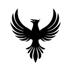 Fototapeta premium Black Phoenix Rising with Spread Wings Vector Illustration