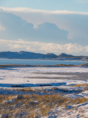 Snowy landscape on Sylt island in Germany