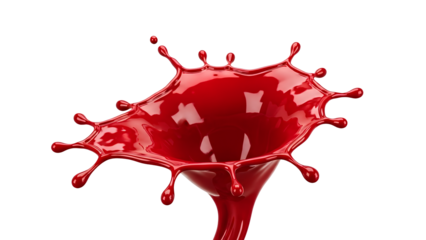 Splash of strawberry or cherry fruit juice PNG. Red berry drink wave. Glossy liquid paint flow element for creative design isolated