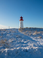 Snowy landscape on Sylt island in Germany