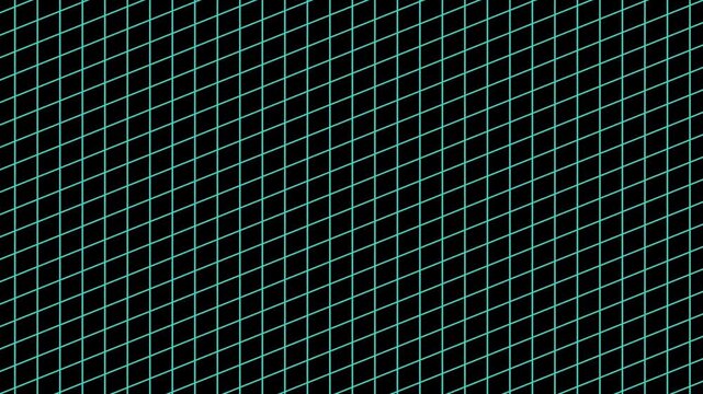 Diagonal grid of light blue lines on black background, geometric parallelogram pattern, abstract symmetry, and modern visual background