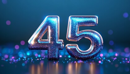 Vibrant and Festive Stock Image of a Glittery Number Forty-Five for Celebration and Events