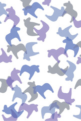 重なりあう馬型の切り絵の背景イラスト　ブルー　Adobe Illustrator Artwork