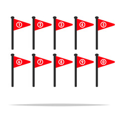 Numbered flags vector isolated illustration
