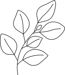 Minimalist eucalyptus branch line art vector, modern botanical branding icon design