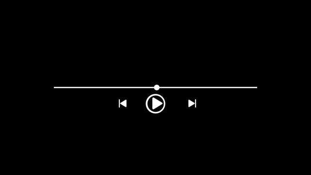 audio or video player progress loading bar,Video and audio music play button icon on white background, Modern video player timeline interface template animated, video and audio music 4k footage.
