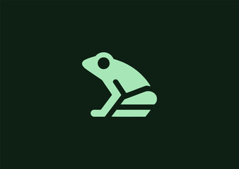 A geometric frog logo built from clean angular lines, symbolizing adaptability, agility, balance, nature, and creative modern design