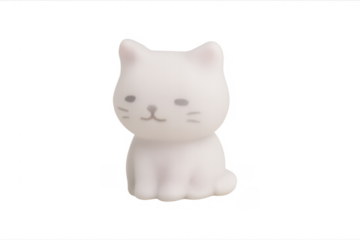 White cute cartoon cat figurine toy transparent background