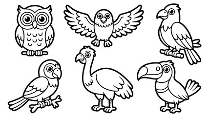 set of cartoon owls