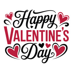 Image is a digital graphic with a festive Valentine's Day theme. The layout centers around the text 'Happy Valentine's Day' in elegant cursive and bold font.