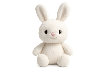 Obraz premium Cute white plush bunny toy clean background