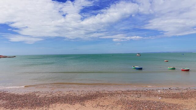 Aerial View of the Basket Boat in the Sea From the Beach.