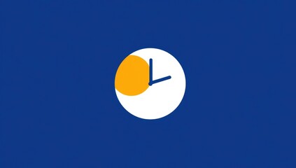 Simple clock graphic, white circle with orange sector, blue background, showing a specific time