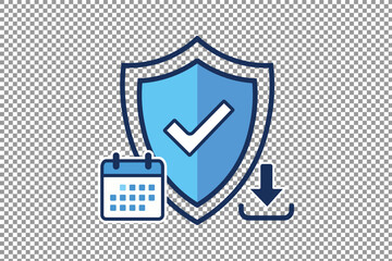 Secure Data Access and Scheduled Downloads Icon Vector. Data Protection, Event Planning and Verified Content.