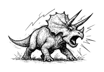 Triceratops hand drawn simple sketch vector illustration © Shutoda