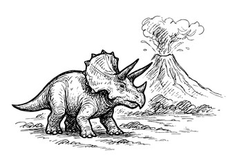 Triceratops hand drawn simple sketch vector illustration © Shutoda