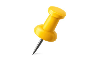Yellow push pin 3d rendering marking an important location, reminder, or notification, transparent background