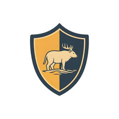 Shield logo with majestic deer silhouette