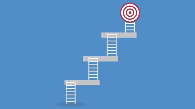 Path to achieve success and goals in business career. Achieving goals or objectives.
