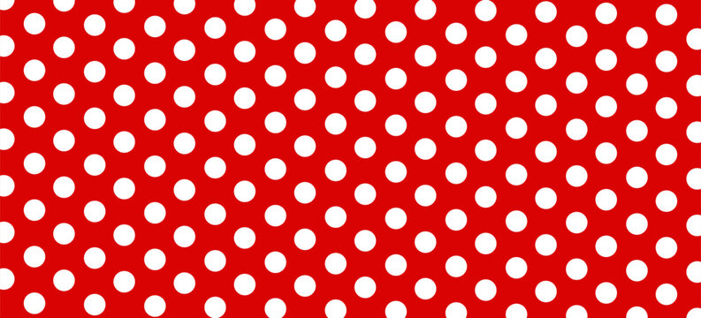 Vintage polka dots white and red pattern, colorful background - vector abstract background