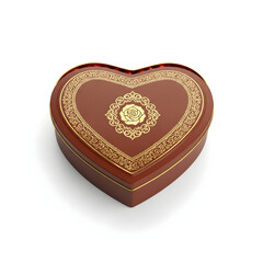 Elegant heart shaped gift box with gold rose design