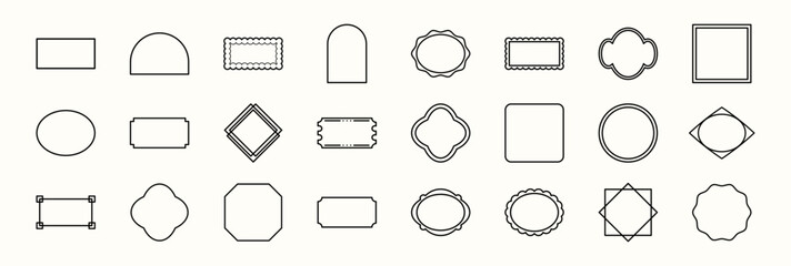 Vintage geometric frame label set. Retro borders, wedding invitations, luxury branding, and classic menu or card designs, photo borders collection