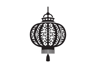 Fototapeta premium chinese lantern logo silhouette vector, chinese culture silhouette vector illustration, traditional chinese lantern logo, chinese lantern new year logo vector silhouette on white background