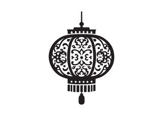 Fototapeta premium chinese lantern logo silhouette vector, chinese culture silhouette vector illustration, traditional chinese lantern logo, chinese lantern new year logo vector silhouette on white background