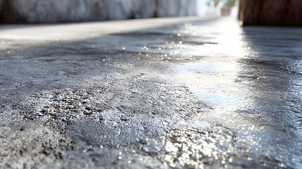 Close-up of a textured concrete surface with natural imperfections and subtle variations in tone.