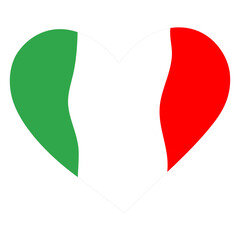 Italian flag in the shape of a heart. Stencil vector image