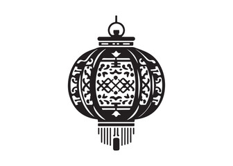 Fototapeta premium chinese lantern logo silhouette vector, chinese culture silhouette vector illustration, traditional chinese lantern logo, chinese lantern new year logo vector silhouette on white background