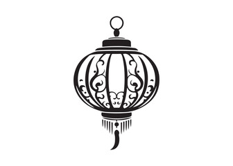 Fototapeta premium chinese lantern logo silhouette vector, chinese culture silhouette vector illustration, traditional chinese lantern logo, chinese lantern new year logo vector silhouette on white background