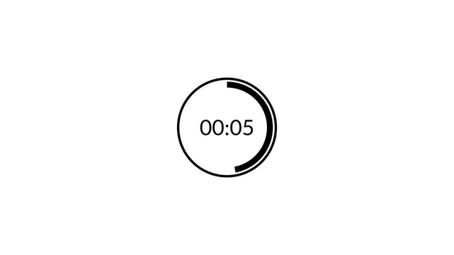Ten second countdown timer animation from 0 to 10 seconds on transparent background in 4k, 10 seconds circle countdown timer with alpha channel, 10sec countdown video animation
