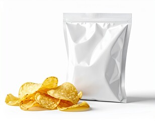 Realistic Potato Chips Snack Packaging Isolated on White