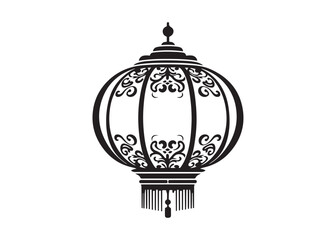 Fototapeta premium chinese lantern logo silhouette vector, chinese culture silhouette vector illustration, traditional chinese lantern logo, chinese lantern new year logo vector silhouette on white background
