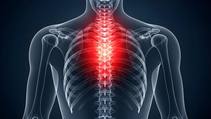 Human Thoracic Spine Anatomy and Pain Illustration