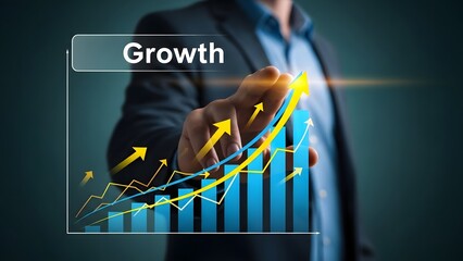Business growth concept with graph and arrows