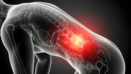 Medical illustration of lower back pain and spinal discomfort