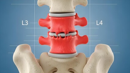 3D Medical Illustration of Degenerated Lumbar Spine Vertebrae L3-L4